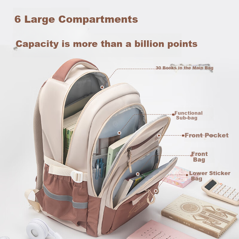ZUONU High School Backpack for Girls, Lightweight Spine Protection, Large Capacity for Middle School Students, Wear-Resistant, Tear-Resistant, Water-Repellent