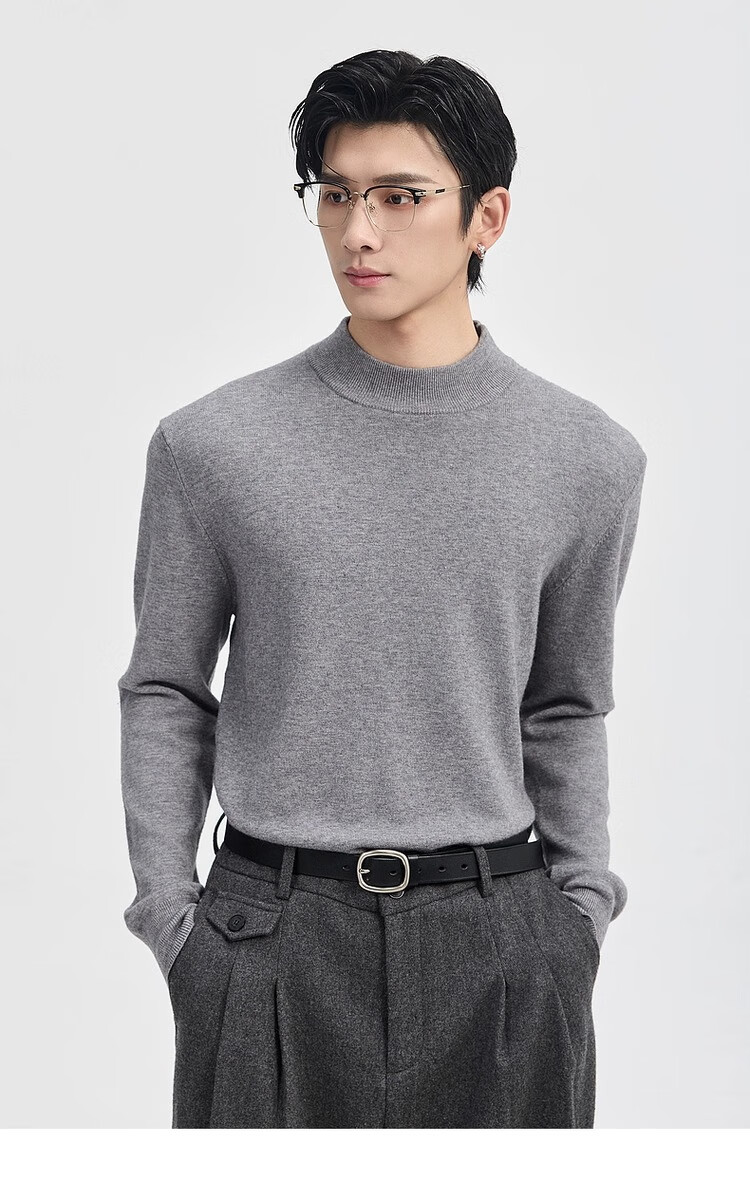 Earl Zuoer [Lycra Tencel Wool] Early Winter 25 Crew Neck Pullover Knit Base Shirt Men's Solid Loose Sweater 19