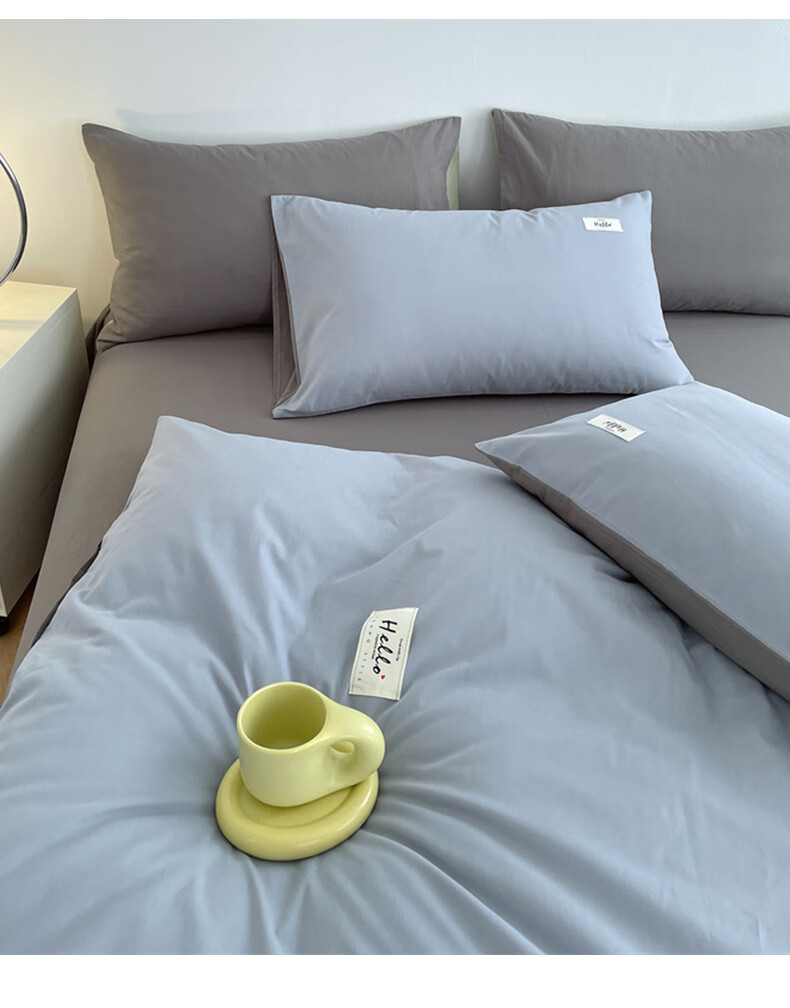Hodo Pure Cotton Duvet Cover Single Piece Xinjiang Full Cotton Thickened Double Dormitory Quilt Cover 200*230cm Light Blue + Light Gray 2