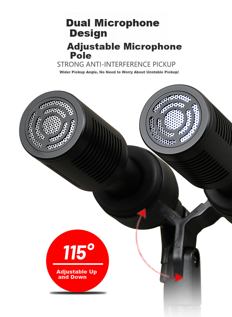 Shuledi QA-700 Domestic Dual-Head Wired Conference Floor Microphone, Podium Host Chorus Microphone for Lectern, Specialized for Mixing Console Audio System, High-End for Schools, Factories, And Government Use 8