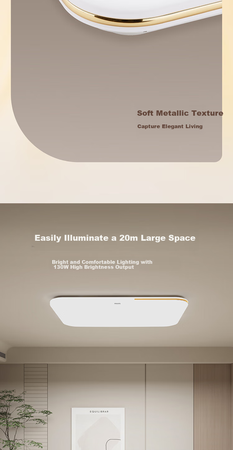 PHILIPS Living Room Ceiling Light, Full Spectrum Eye Protection, Simple Ultra-Thin Three-Color Dimmable Fixture, 130W Pin Yi [Installation Included] 4