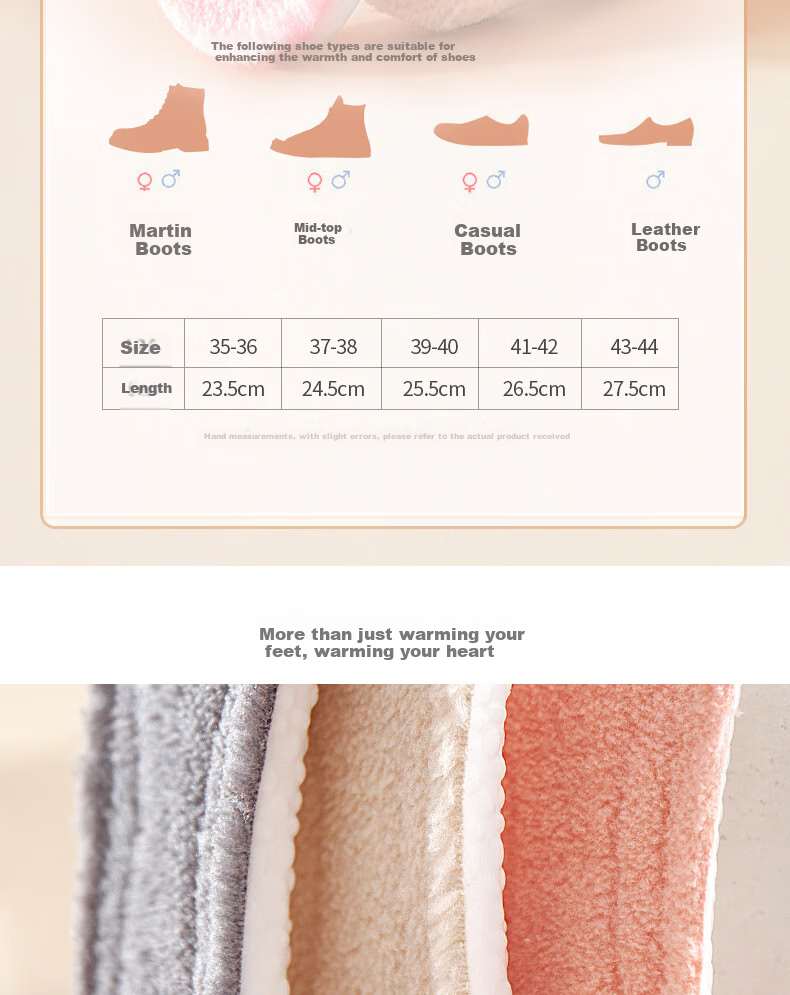 RENBEN 2 Pairs Warm Fleece-Lined Sports Insoles for Men And Women, Winter Cotton Cold-Proof 6019R Gray Size 39-40 13