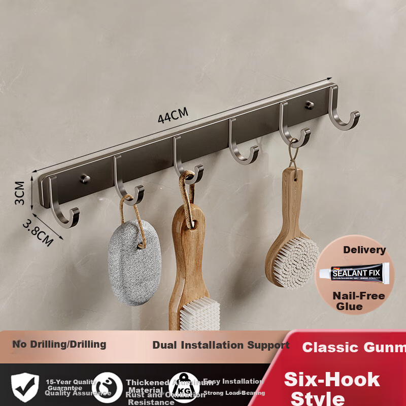 Baihan Adhesive Hooks, No Drilling Required, Strong And Invisible Hangers for Bathroom Doors, Clothes Hooks, Towel Hangers, Bathroom Storage Rack, No Nails Needed