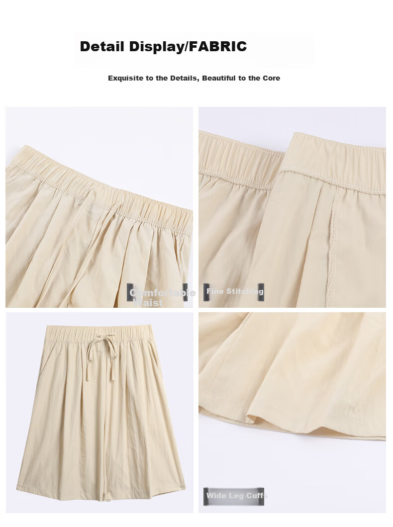 LangSha Ice Silk Shorts for Women, Summer Loose-Fitting Textured Casual Shorts, High-Waisted Wide-Leg Knee-Length Shorts 14