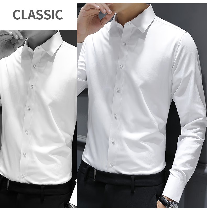 Miiow Mercerized Cotton Shirt Men's Premium White Casual Business Formal Dress Shirt 15