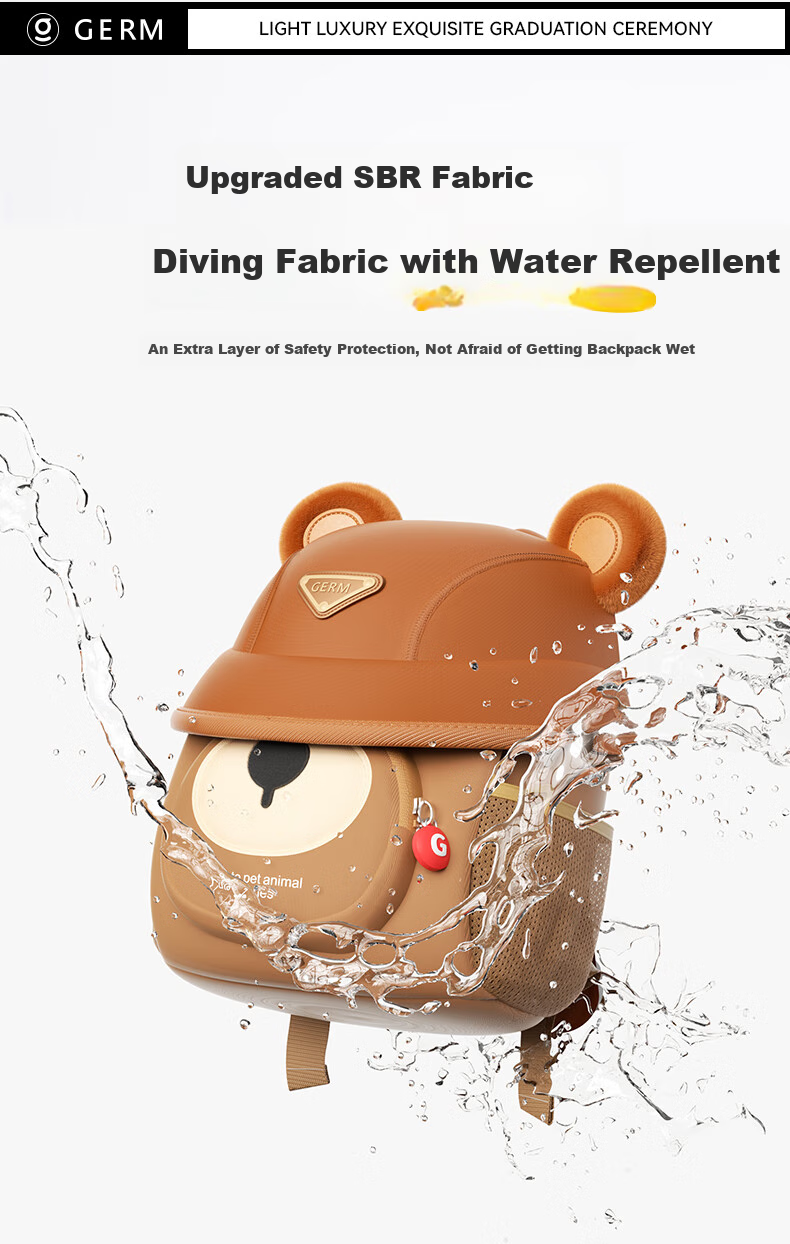Germ Children's Backpack, Kindergarten Backpack, Ultra-Light Elementary School Bag, Travel Bag for Girls And Boys, Animal-Themed Small Backpack, Keke Xiong 4