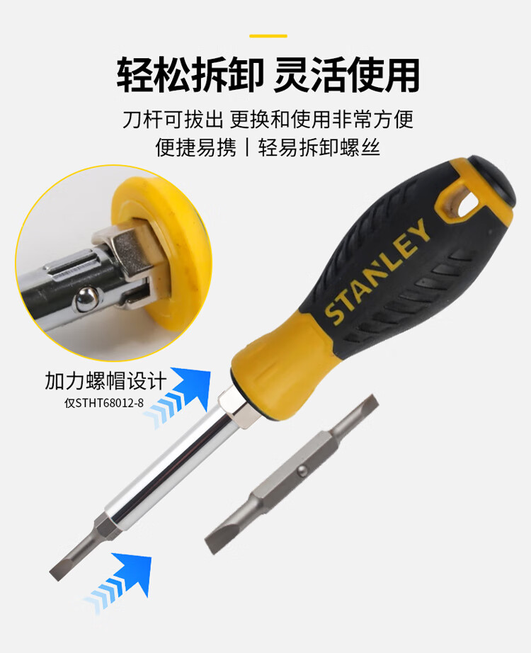 STANLEY 6-in-1 Multi-Function Screwdriver STHT68012-8 Phillips and Flathead Dual-Use Screwdriver for Home Repair 1