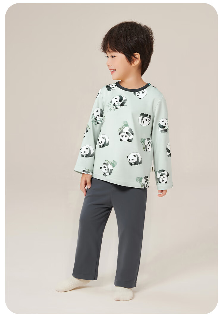YUZHAOLIN Children's Pajamas Spring Boys' Home Wear Set Pure Cotton Air Conditioning Clothes Children's Clothing Full Print Zoo 14