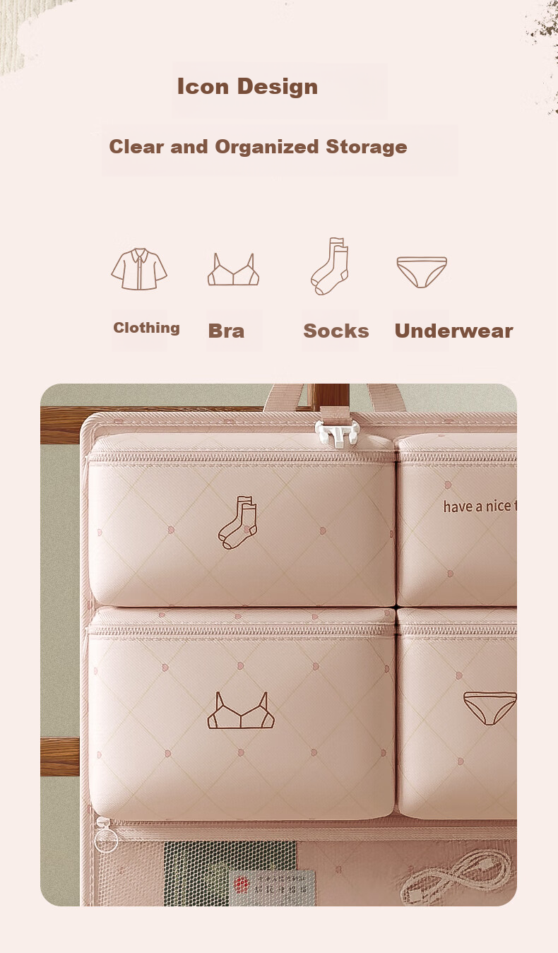 Baicaoyuan Travel Storage Bag, Luggage Organizer, Clothes Sorting Pouch, Travel And Business Trip Hanging Bag, Packing Organizer, Pink 12