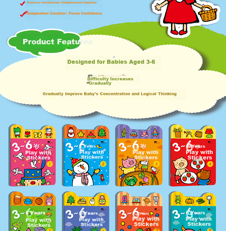 BANGSON Sticker Books for 2-6 Year Old Children's Educational Toys, Quiet Books with Stickers for Boys And Girls 2