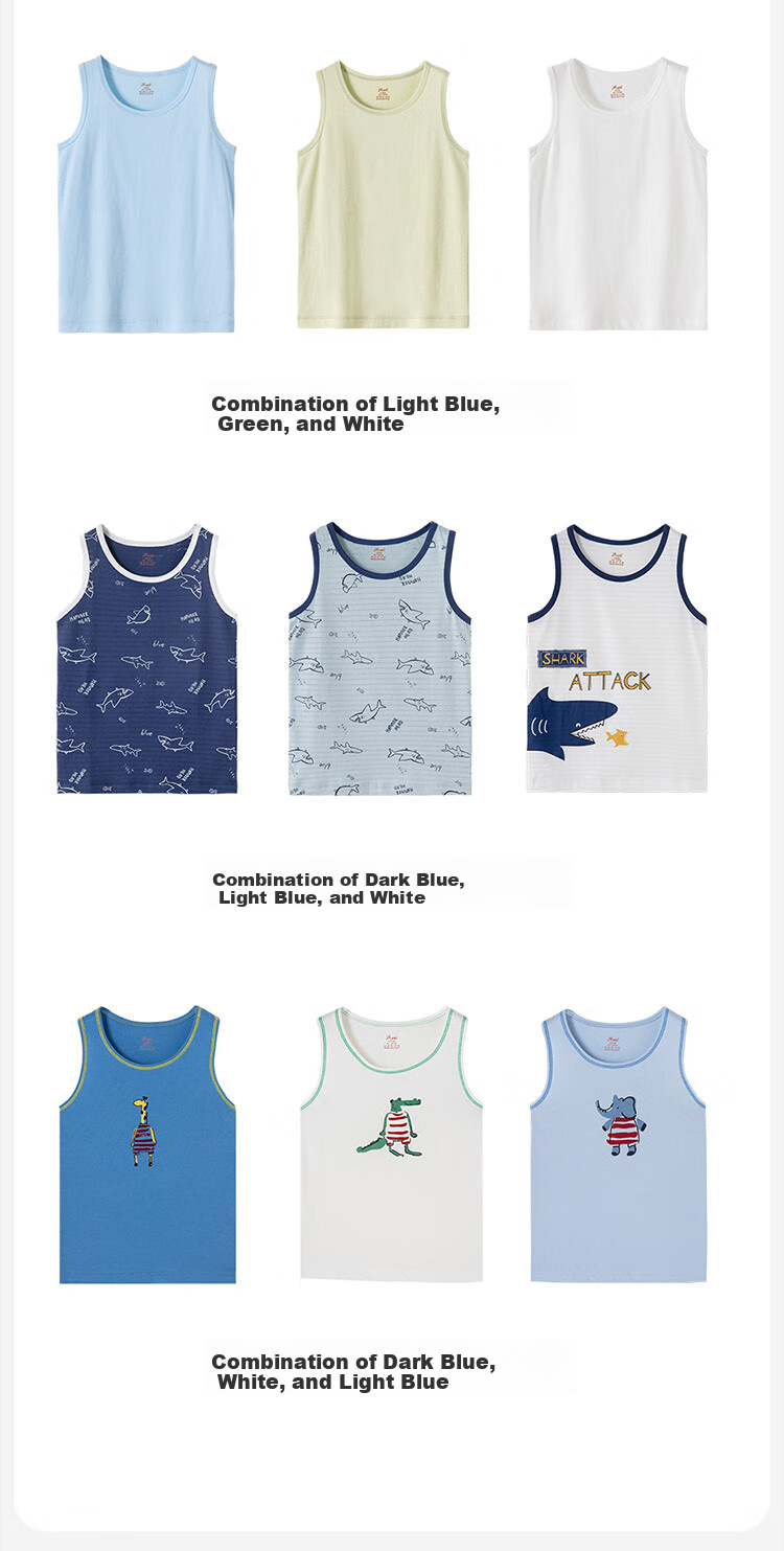 Dingguagua Boys' Pure Cotton Tank Top, Thin Style, Children's All-Season Undershirt, Spring And Summer Boys' Undershirt, Four Seasons Small Vest, Style Four 110 12