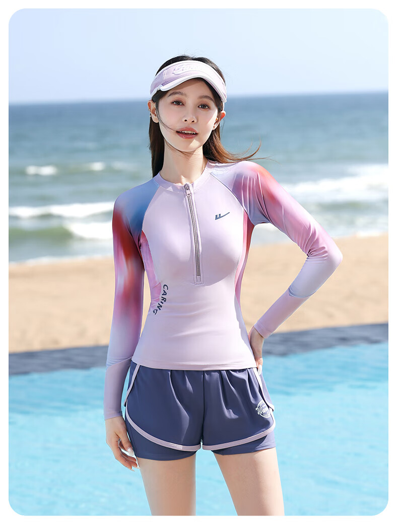Huili Women's Two-Piece Swimsuit, Long-Sleeve Top And Long Pants, Conservative Surfing Diving Wetsuit, Quick-Dry Hot Spring Four-Piece Set, 14021 Black L 18