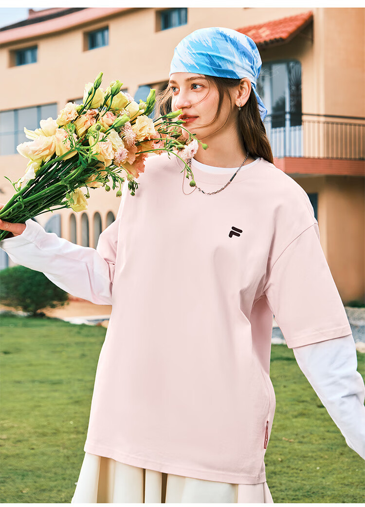 FILA FUSION Fashion Brand Zhang Hao Couple Knit Short Sleeve Shirt 2026 Spring Casual Loose Pure Cotton T-Shirt 60