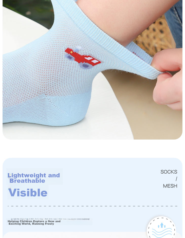 LangSha Children's Socks, Boys' Cotton Mesh Spring And Summer Thin Breathable Baby Mid-Calf Short Socks for Older Kids 9