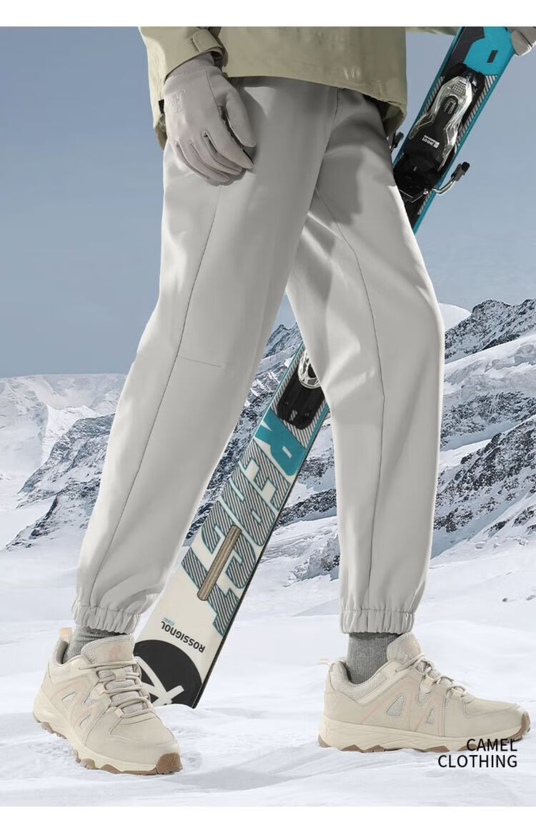CAMEL Outdoor Softshell Pants, Spring And Autumn Windproof And Water-Resistant, Fleece-Lined for Warmth, Mountaineering And Casual Trousers 6