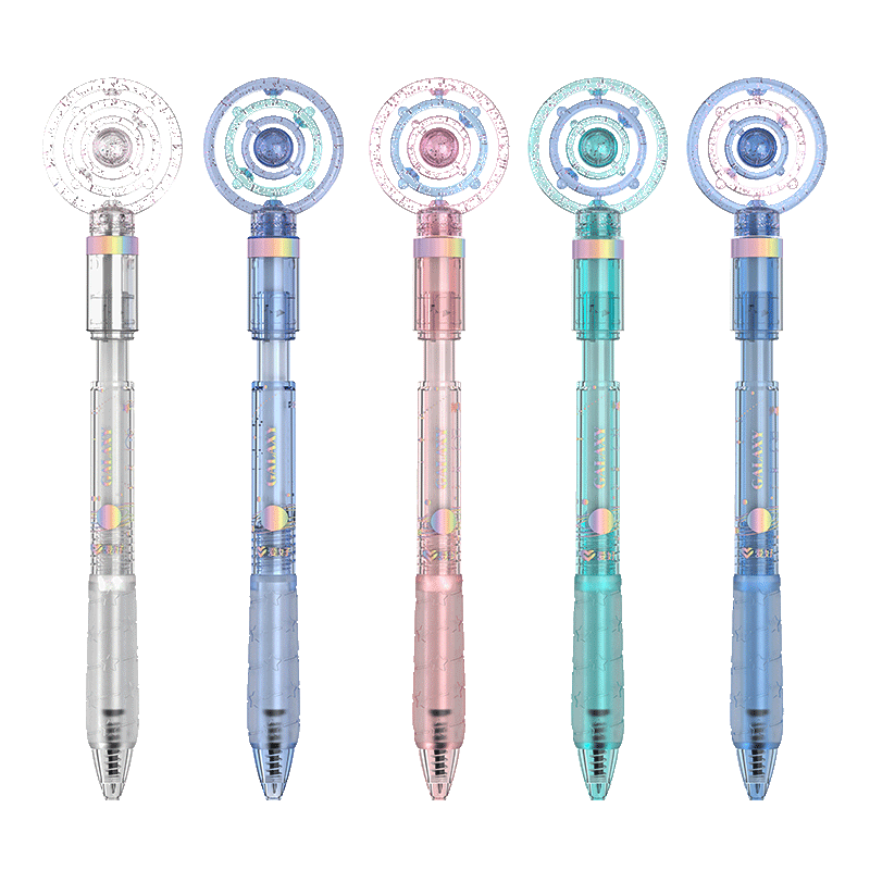 AIHAO Children's Day Rotating Galaxy 0.5mm Gel Pen Quick-Dry Click Pen High-Value Stress-Relief Spinner Pen 5 Colors Set GP4930