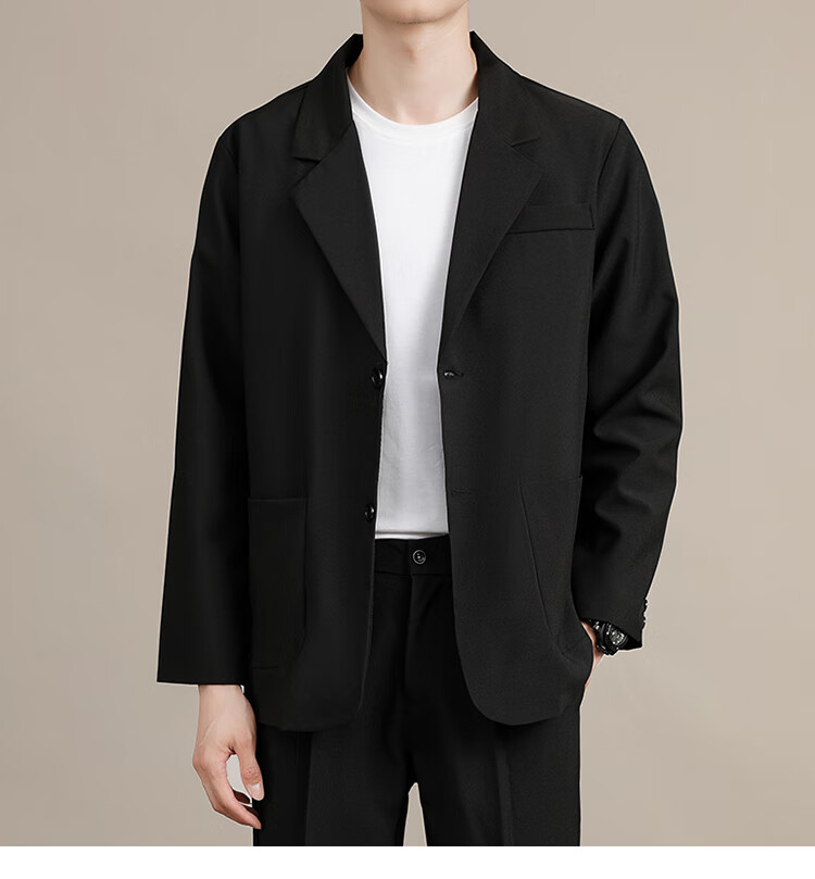 RED DRAGONFLY Men's Business Commuter Suit Jacket High Elastic Comfortable Versatile Simple Lapel Formal Blazer Black M 3