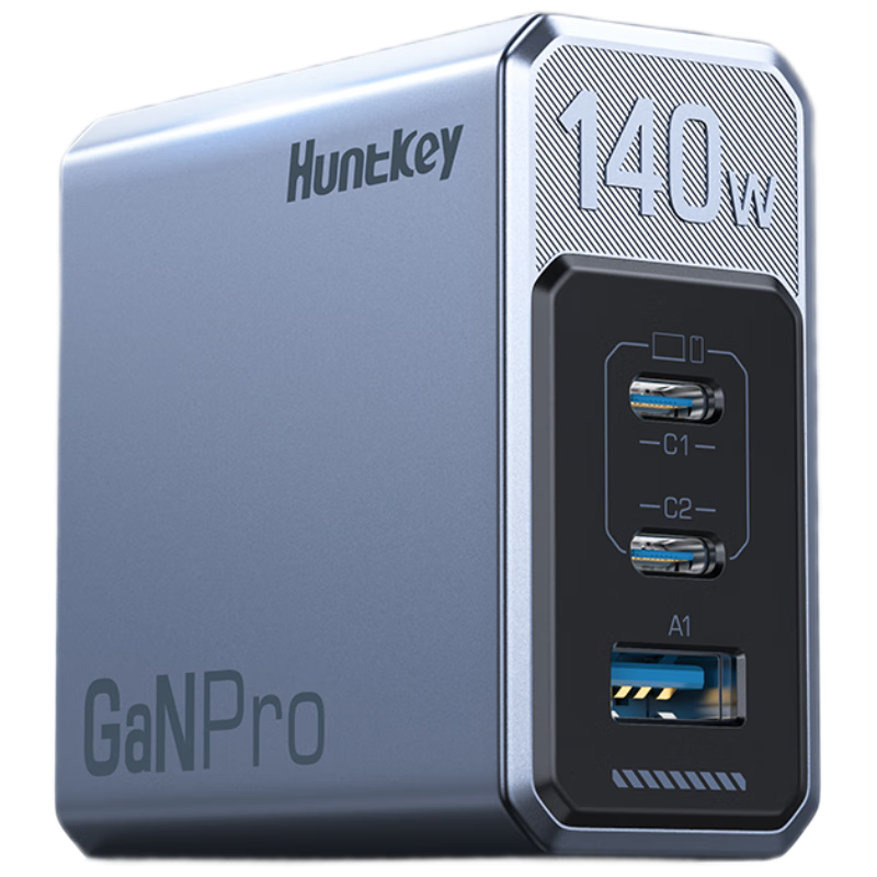 Huntkey High-Power S140 Pro GaN Charger 140W Multi-Port Fast Charger Type-C for Apple iPhone 17 Laptop