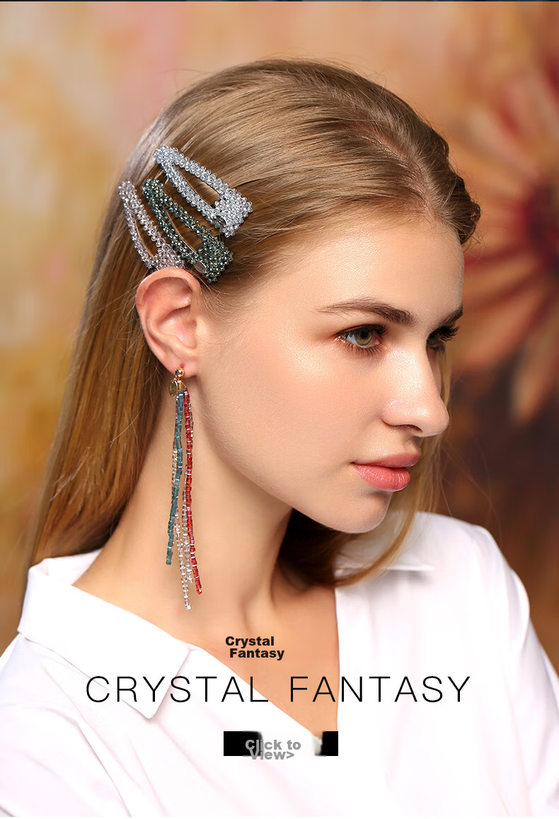 Cercoo Crystal Illusion Series Rhinestone BB Clip, Full Diamond Hair Clip, Side Clip, Bangs Clip, Elegant Versatile High-End Hair Accessory 2