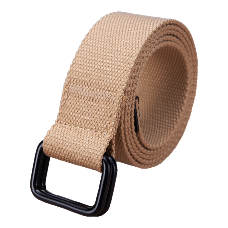 JEANSWEST Men's Canvas Waist Belt Woven Double Ring Buckle Casual Student Canvas Leather Belt Youth