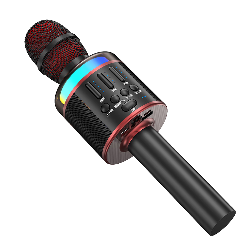 K Tencent K-Song Wireless Microphone Bluetooth Speaker Mobile Singing Device Karaoke Handheld Microphone Speaker 2-in-1 Wireless Bluetooth Home Outdoor KTV S07 Black