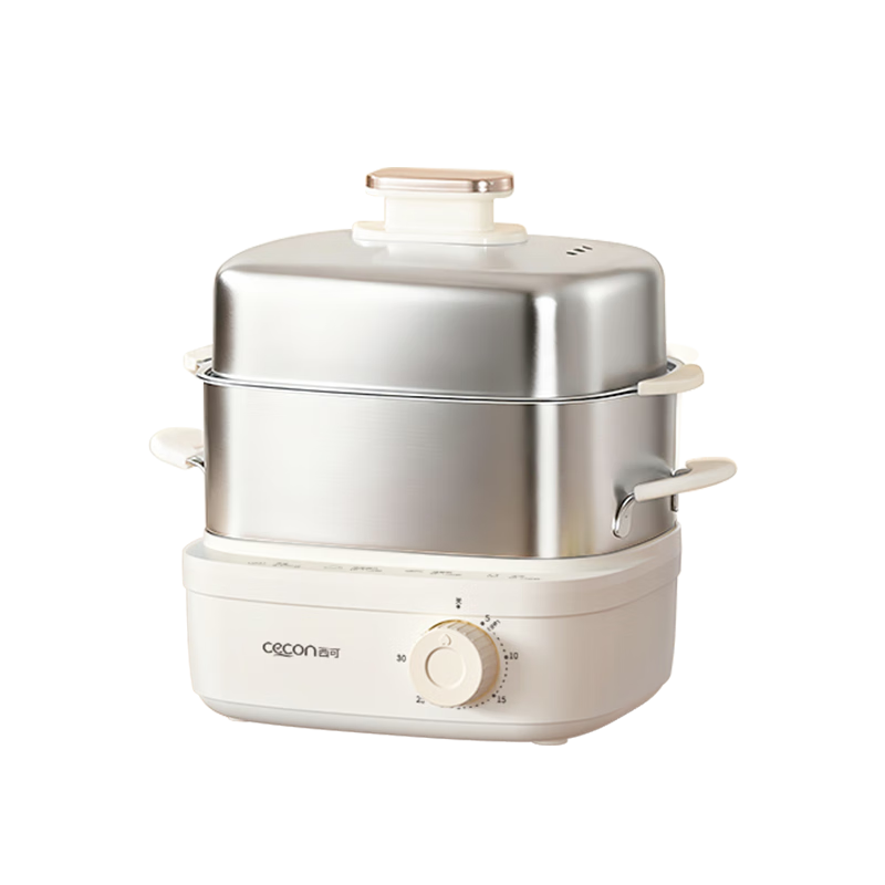 Xike Egg Steamer Multi-Function Electric Steamer Automatic Power-Off Small Stainless Steel Double-Layer Breakfast Egg Cooker JPZDQ806