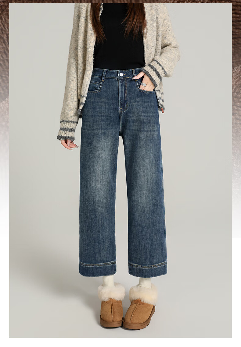 BOPRUIEY Women's Loose Stretch High-Waist Cropped Straight-Leg Jeans 2026 New Spring Autumn Casual Pants 2