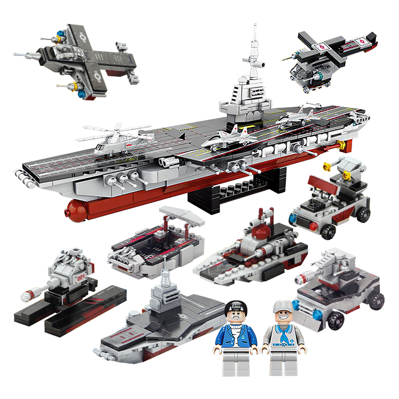 BailiShuang Military Building Blocks 8-in-1 Fujian Aircraft Carrier Assembly Model Decorative Ornament Children's Day Gift