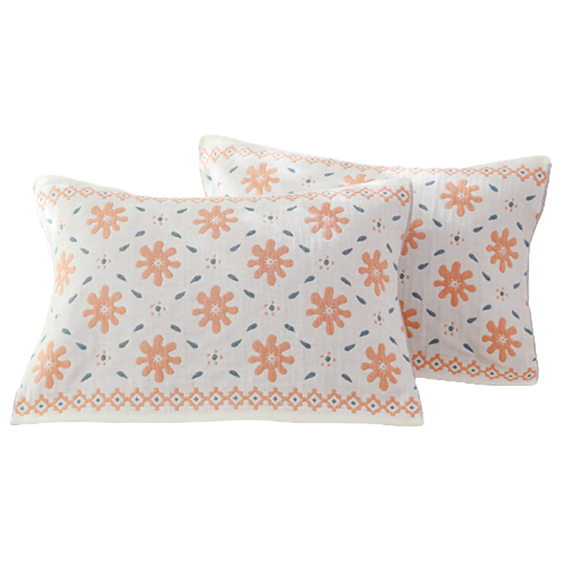 MUJI A-Class 100% Cotton Four-Layer Gauze Pillowcase, Pure Cotton All-Season Pillow Towel, Anti-Slip Pillowcase Pair 52*78cm