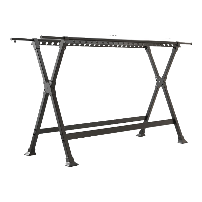 BIX Floor-Standing Clothes Drying Rack, Foldable Telescopic Laundry Rod for Balcony, Home Use, Outdoor Quilt Drying, 1.3m Black with Drying Net