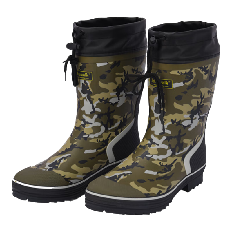 Jolly Walk Rain Boots, Men's Mid-Calf Fishing Waders, Waterproof Overshoes, Khaki Camouflage, Size 39