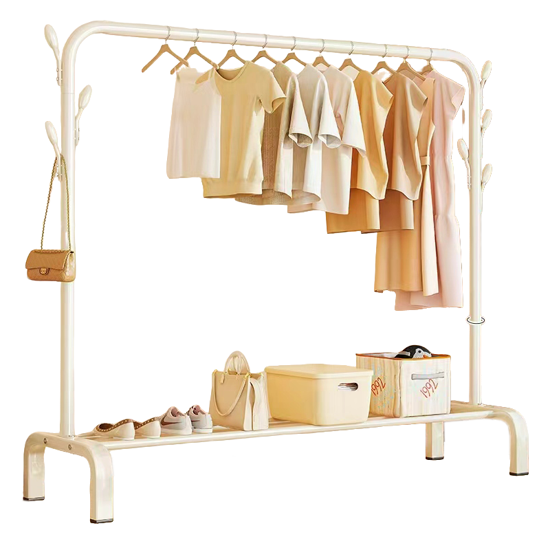 Chibilun Floor Standing Coat Rack Bedroom Clothes Hanger Balcony Home Storage Organizer Indoor Simple Drying Rod