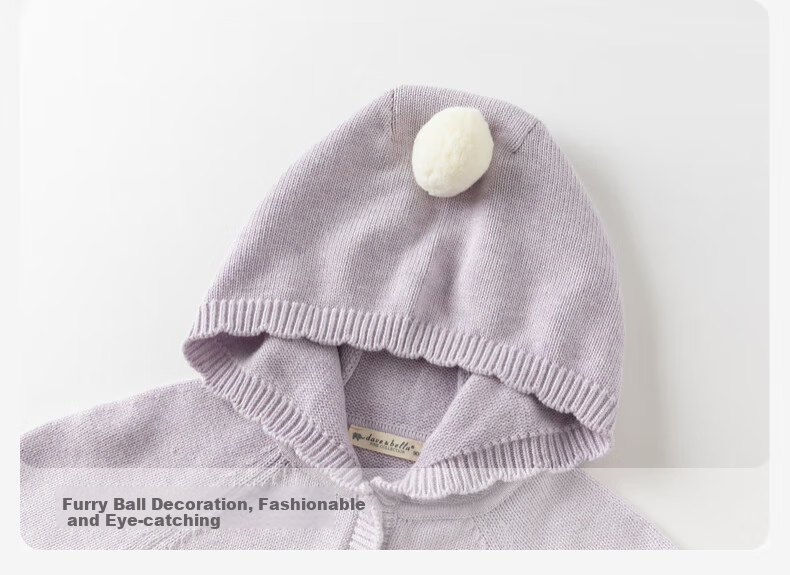 DAVE & BELLA Children's Sweater Cardigan, Girls' Knitted Top, Baby Girl Hooded Cardigan, Autumn Wear 7