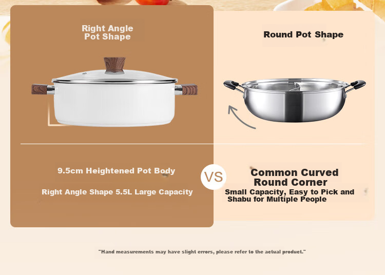 JD Original 304 Stainless Steel Thickened Base Large Capacity Soup Pot for Hot Pot, Suitable for Induction Cooker, Clear Soup Pot, 28CM White 7