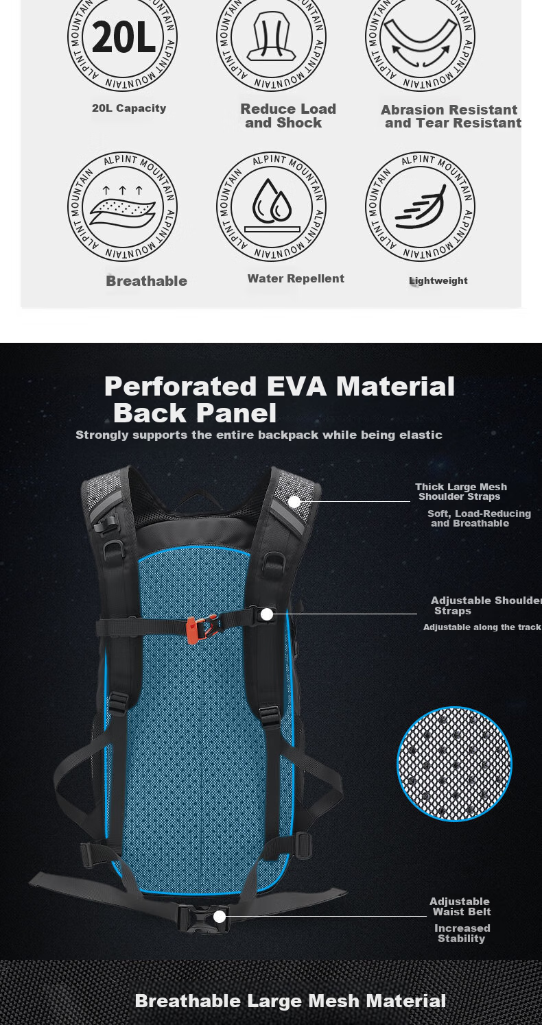 ALPINT MOUNTAIN Large Capacity Outdoor Hiking Backpack, Trekking Bag, Commuter Travel Backpack for Men, Durable Water-Resistant 2