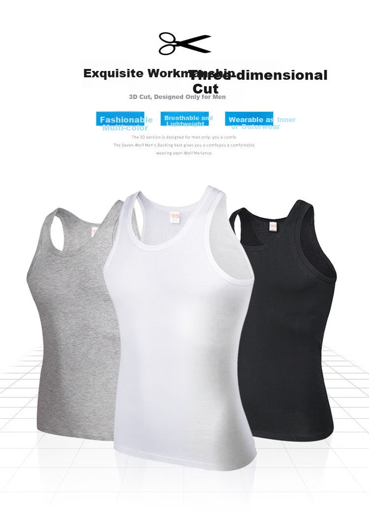 LangSha Men's Tank Top, 100% Pure Cotton, Comfortable, Soft, Breathable, Athletic Fitness Ribbed Undershirt, Sleeveless Top for Summer Wear 4