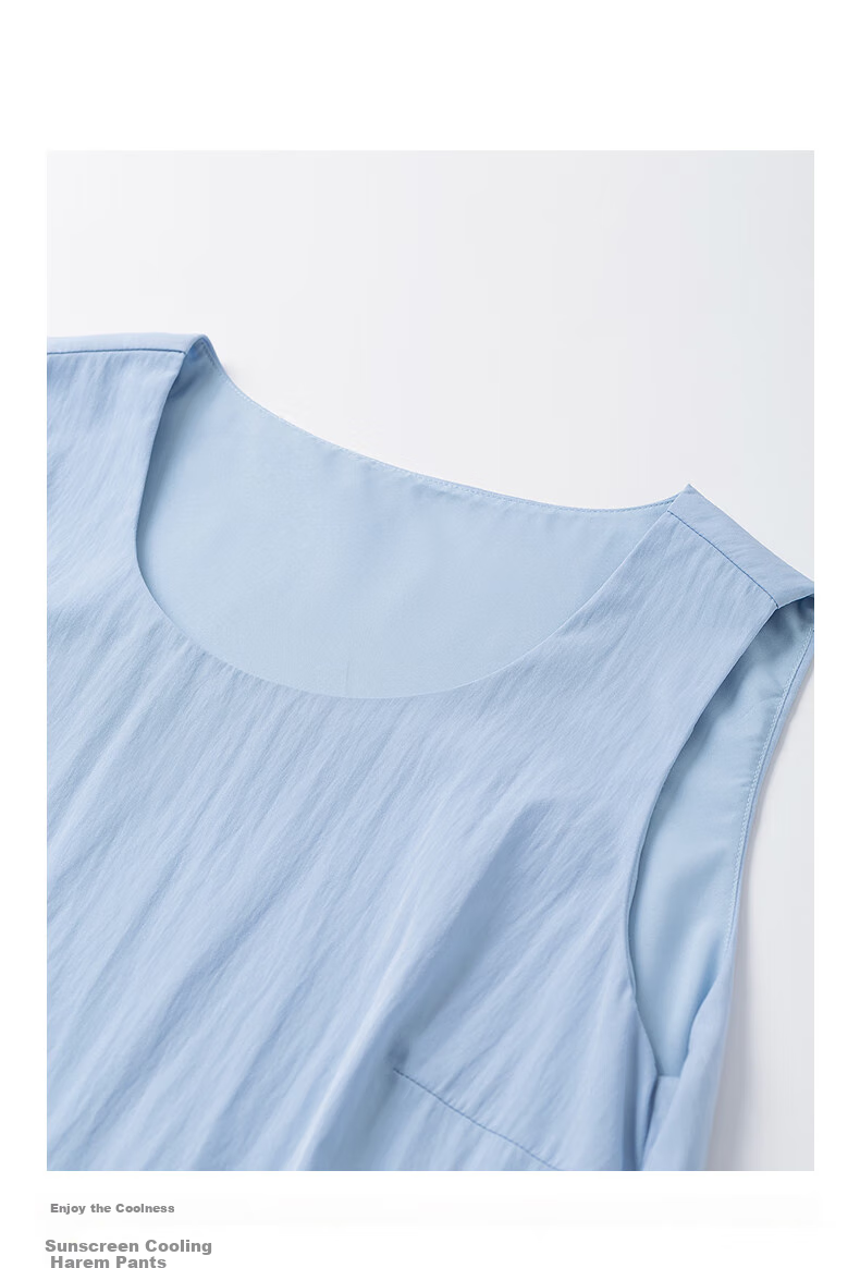 Chuyu Oxygen Sensation Dress for Women, 2025 Summer New Vacation Style Patchwork Faux Two-Piece Vest Dress, Sky Blue, S 29