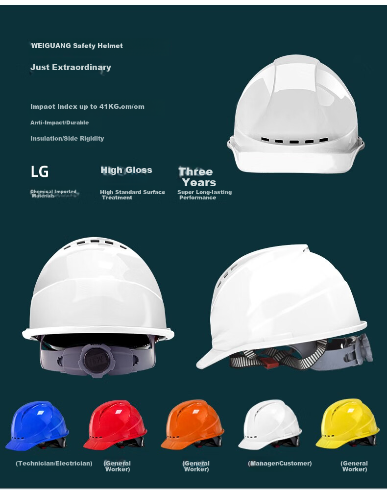 Weiguang ABS Safety Helmet, New National Standard European-Style Breathable Model, Impact-Resistant And Puncture-Proof, Construction Site Hard Hat, Yellow Knob Style 5
