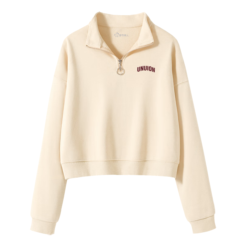Urban Beauty Women's Short Hoodie 2026 New Spring Autumn Half-Zip Polo Collar Jacket for Petite Women