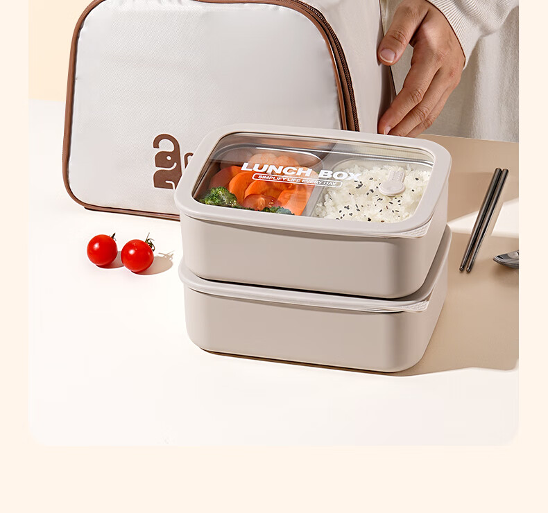 Ymer Stainless Steel Lunch Box Microwaveable Fresh-Keeping Bento Box for Office Workers [Visible Glass Large Double-Compartment] 26