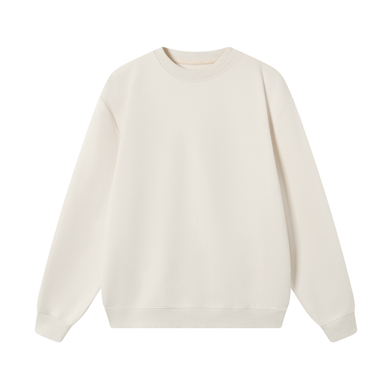 JD Original Women's Sweatshirt, New Winter Style Jacket, Round Neck Solid Color Clothing, Cream White, Size L