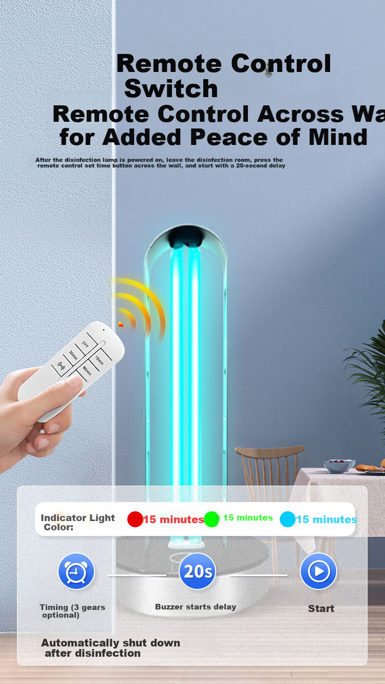 AOC 38W UV Sterilization Lamp Household Ozone Deodorization Disinfection Light Portable Mite Removal Remote Control for Kindergarten 11