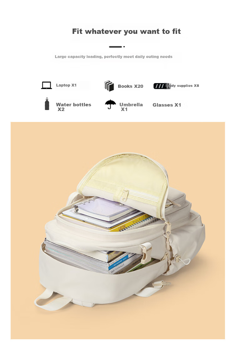 V.NINE Backpack for Middle And High School Students, Unisex Laptop Bag 14/15.6 Inch, College Student Travel Backpack 5