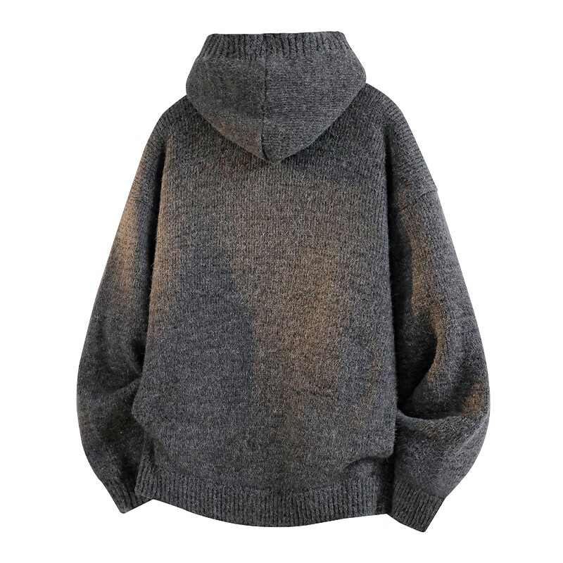 Homlean Lazy Style Hooded Cardigan Sweater Men Autumn Loose Casual Warm Knit Jacket HY07 Dark Gray 2XL