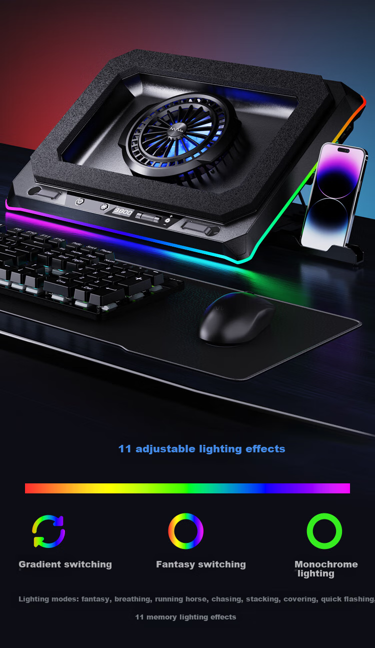 NVV Laptop Cooling Pad, Pressure Wind Cooling, Temperature Control And Noise Reduction, Gaming Laptop Stand, Suitable for Mechanical Revolution, Alienware, Lenovo Legion, ASUS ROG NF-13 10