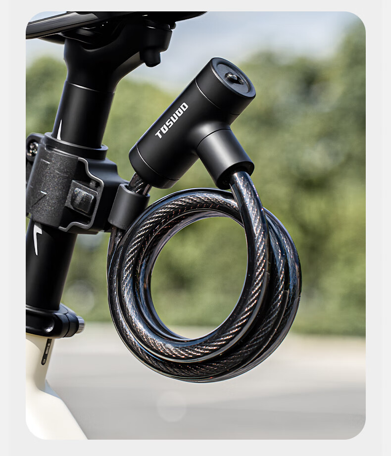Captain Tas Bicycle Lock Anti-Theft Cable Lock Electric Bike Steel Cable Lock Portable Key Lock Mountain Road Bike Cycling Accessories 14