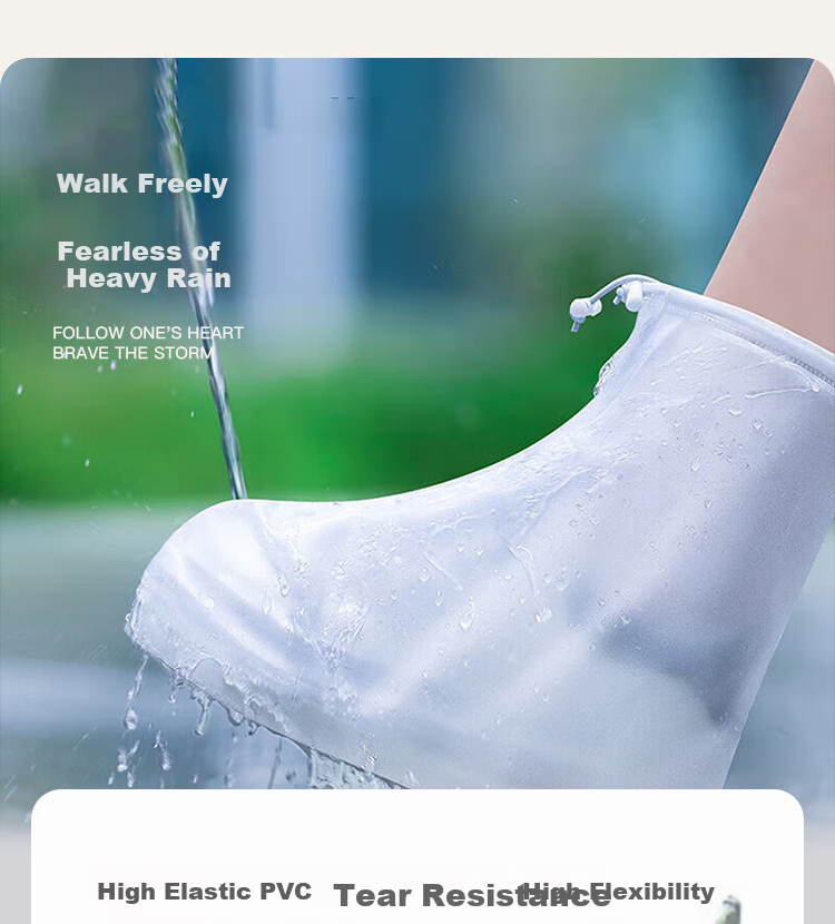 BWNK Waterproof Shoe Covers, Thick Rain Boots, Portable Non-Slip Wear-Resistant Rain Boots, White, Size XL 8