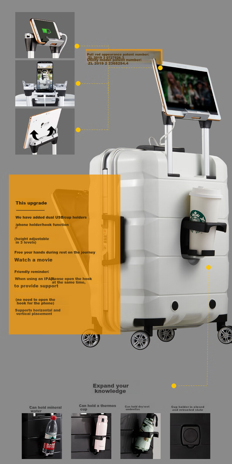 LUCKY CLUB Aluminum Frame Suitcase with Wheels for Men And Women, Business Travel Luggage, Stylish Multifunctional Front Opening 24-Inch Trolley Case 5