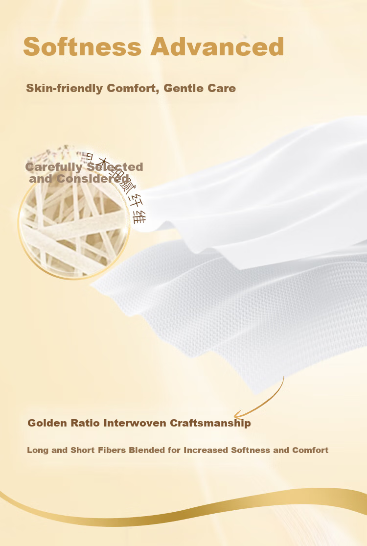Qingfeng [Single Pack] Facial Tissues, Original Wood Gold Series, 4-Ply, 120 Sheets*3 Packs, BR34MJ 3