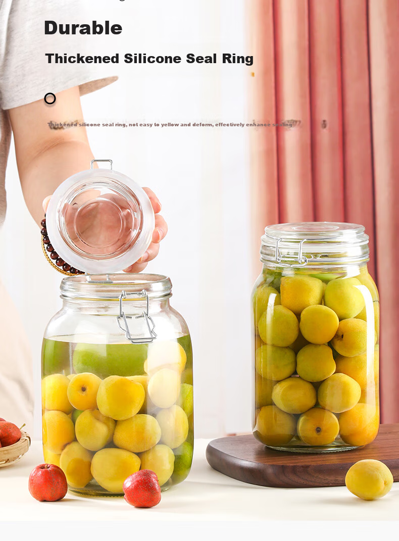 Baijie Glass Storage Jar, Airtight Container for Liquor Infusion, Glass Bottle for Honey, Canned Food Jar, Pickle Jar, 1500ml*2 4